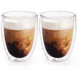 hausleben Latte-Macchiato-Tasse Mundgeblasene Doppelwandige Thermogläser, Hitzebeständige Latte Macchiato & Kaffeegläser 400 ml