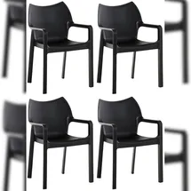 CLP Gartenstuhl Diva 4er Set stapelbar  schwarz