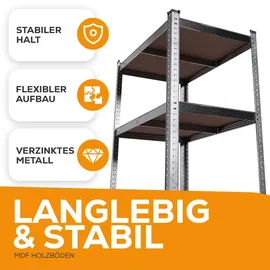 Tronitechnik Schwerlastregal Holz 40 x 90 x 180 cm silber