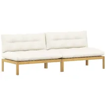 vidaXL Mittelsofa Einheit Helles Akazie 2-Sitzer Cremeweiß