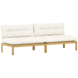vidaXL Mittelsofa Einheit Helles Akazie 2-Sitzer Cremeweiß