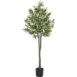 Tectake tectake® Künstlicher Olivenbaum, verschiedene Größen, mit viel Volumen, stabiler Kunststoff-Blumentopf
