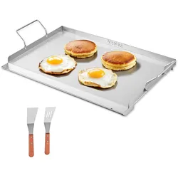 VEVOR Flache Grillplatte Grillpfanne Edelstahl BBQ Kochgeschirr 585x365mm