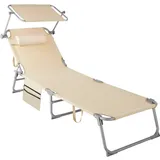 Tectake Sonnenliege, Beige, Kunststoff, 68x111x161 cm, Gartenmöbel, Gartenliegen