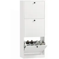 Homcom Schuhschrank Weiß Holzwerkstoff, 47x120x26 cm, Garderobe, Schuhaufbewahrung, Schuhkipper