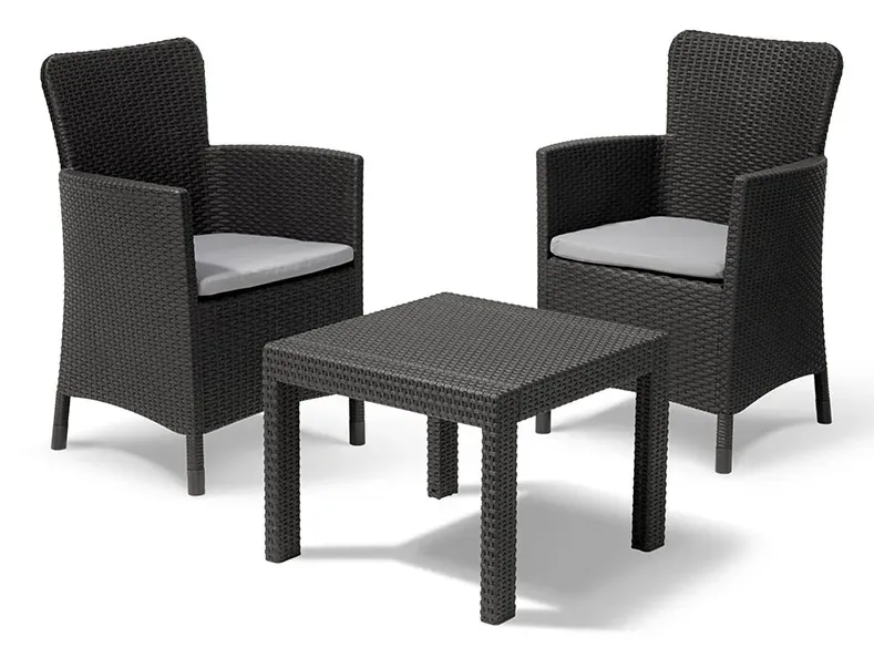 KETER Allibert Garten Balkon Bistro-Set 3-tlg. Salvador Graphitgrau 221307