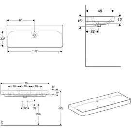 Geberit Smyle Square Waschtisch 120 x 48 cm (500225011)