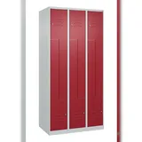 C+P Z-Spind Classic PLUS bodenstehend, 6 Abteile, HxBxT 185x90x50cm, Zylinderschloss, Hellgrau/Rubinrot von PROREGAL