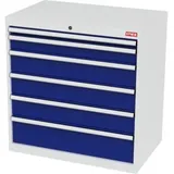STIER Schubladenschrank mit 6 Schubladen BxTxH 900x575x920 mm lichtgrau/enzianblau