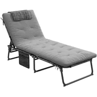 Outsunny Campingliege,, Grau, Metall, 189x30x68 cm, Gartenmöbel, Gartenliegen