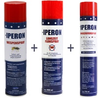 IPERON® 5 x 750 ml Ungezieferspray & 5 x 400 ml Flohspray & 5 x 400 ml Wespenspray im Set + Zeckenhaken