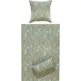 REDBEST Bettwäsche Single-Jersey grün-orange-weiß Größe 135x200 cm (40x80 cm)