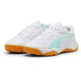 Puma Solarflash III Jr Indoor Court Shoe, Puma White Electric Peppermint, 37.5