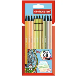 STABILO Pen 68 Filzstifte farbsortiert, 10 St.