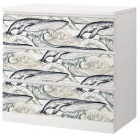 MyMaxxi Möbelfolie Kommodenaufkleber Malm Gemälde von Walen im Meer 80.2 cm x 63.3 cm