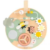 Janod - Sweet Cocoon Aktivitätsscheibe - 7 Kleinkind-Aktivitäten - Entwicklungsspielzeug - Feinmotorik - Spielzeug aus FSC-Holz - Wasserfarbe - Ab 12 Monaten, J04057
