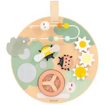 Janod - Sweet Cocoon Aktivitätsscheibe - 7 Kleinkind-Aktivitäten - Entwicklungsspielzeug - Feinmotorik - Spielzeug aus FSC-Holz - Wasserfarbe - Ab 12 Monaten, J04057