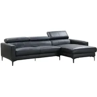 vente-unique Ecksofa - Büffelleder - Ecke Rechts - Schwarz - FLORENCE