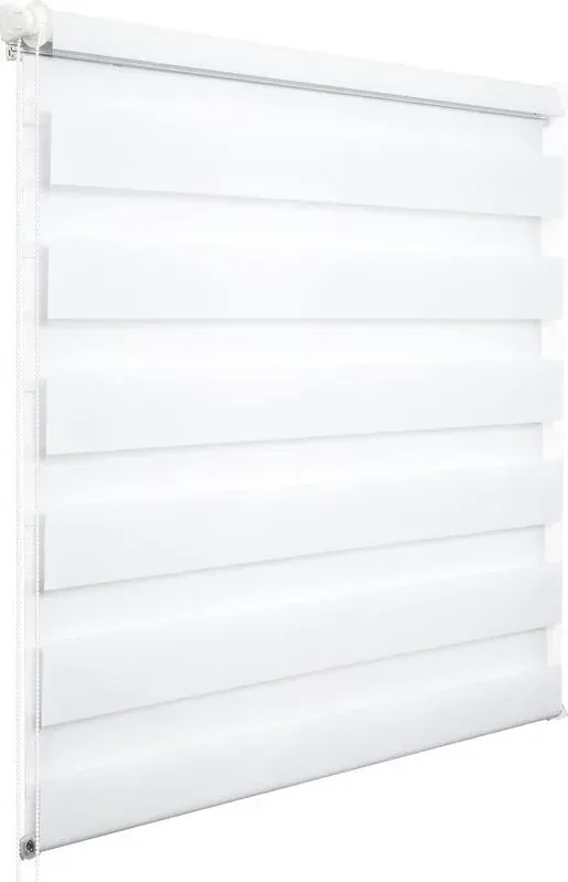 WOLTU Doppelrollo Klemmfix ohne Bohren Weiß B95 x H130 cm, Duo-Rollo Lichtdurchlässig für Innenverdunkelung, Zebra-Rollo mit Kette - Seitenzugrollo für Fenster und Tür