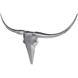 Kadima Design Deko Geweih Bull M in Silber, Aluminium, Einzigartig durch Handarbeit - Einfache Montage. Silber, 100x5x35 cm