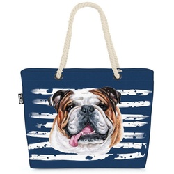 VOID Strandtasche (1-tlg), Bulldogge Hund Dogge Haustier Tier Dog blau