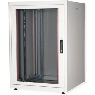 Roline 19-Zoll Netzwerkschrank Basic 22 HE, 800x800 BxT Glastür Grau