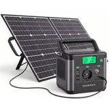 Tragbare 300W (Spitzenwert 600W) Power Station Powerstation 222Wh Solarspeicher Solar Generator Solargenerator Stromerzeuger mit 100W Solarpanels - Schwarz