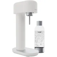 Mysoda: Stilvoller Ruby 2 Wassersprudler aus robustem Aluminium (ohne CO2-Zylinder) mit hochwertiger 1-Liter-Wasserflasche in Premiumdesign - Weiß-Silber