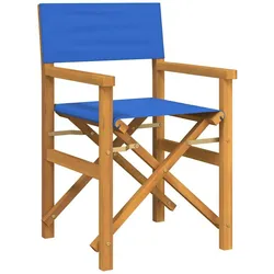 vidaXL Regiestühle 2 Stk. Klappbar Blau Massivholz Teak, klappbarer Regiestuhl, Camping-Regiestuhl, Klappstuhl, Outdoor-Regiestuhl, Garten-Regiestuhl