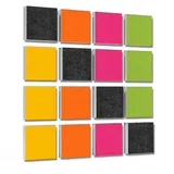 platino24 Akustikplatte 16 Elemente 3D-Set Colore Quadrat 27,5 x 27,5 cm Multicolore grün