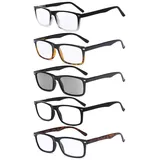 Eyekepper Herren-Lesebrille - 5 Paar Lesebrillen für Herren - inklusive Sonnen-Lesebrille +2.00