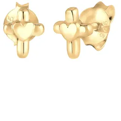 Elli Kinder Kreuz Herz Religion 925 Sterling Silber Ohrringe   Damen 
