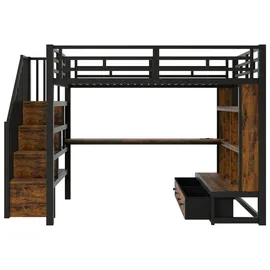 stilvora Hochbett 140 x 200 cm Metall schwarz