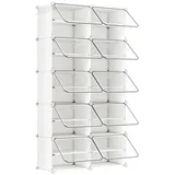 Songmics Schuhregal 83 x 156 x 32 cm 10 Fächer / transparent/weiß