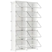 Songmics Schuhregal 83 x 156 x 32 cm 10 Fächer / transparent/weiß