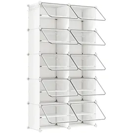 Songmics Schuhregal 83 x 156 x 32 cm 10 Fächer / transparent/weiß