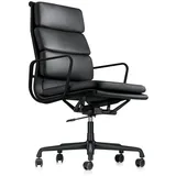 Vitra Bürodrehsessel Soft-Pad Leder Premium schwarz, Designer Charles & Ray Eames, 102-114x58x59-65 cm