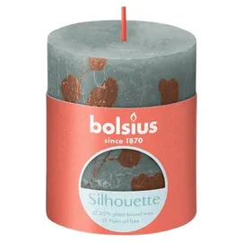 Bolsius Rustik Stumpenkerze Silhouette 8 x 6,8 cm eukalyptusgrün/kupfer