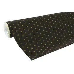 Clairefontaine Geschenkpapierrolle Alliance 60g 50x0,70m, goldene Sterne auf schwarzem Hintergrund - Schwarz 201339C