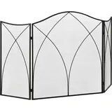 HOMCOM Kaminschutzgitter, Klappbares Kamingitter mit 3 Paneelen, Ofenschutzgitter, Funkenschutzgitter für Wohnzimmer, Metall, 126 x 76 cm, Schwarz   Aosom