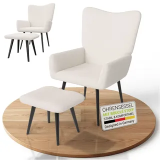 Bouclé 68 x 95 x 73 cm Beige mit Hocker