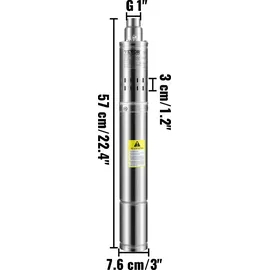 Vevor 3" Tiefbrunnenpumpe 550W max. Durchfluss 35 L/min max. Förderhöhe 108 m sandbeständig