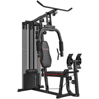 sportnow Kraftstation, Multifunktionale Fitnessstation mit Beinpresse, Schwarz