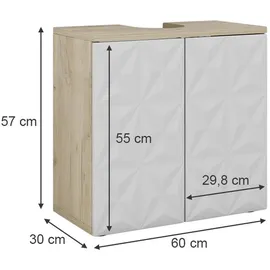 Vicco Waschbeckenunterschrank Edge Weiß modern 60x57 cm Badezimmer, Schrank Badschrank Badkommode Badmöbel 2 Türen