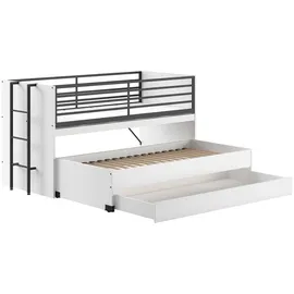 Vipack Halbhochbett SAM 90 x 200 cm Eiche Melamin Dekor weiß schwarz