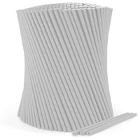 wisefood Papierstrohhalme, 500 Stk. weiße Trinkhalme aus Papier, Ø 8 mm x 14,5, Frei von PLA/PE, Biologisch abbaubare Einweg Trinkhalme aus stabilem Papier