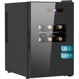 Cecotec Weinkühlschrank Bolero GrandSommelier 1550 CoolCrystal. Klasse E, 15 Flaschen, temperaturverstellbar von 5-18oC, thermoelektrische Kühlung, leise mit 35 dB, Touchpanel umweltfreundliche LED