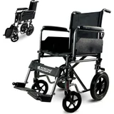 Mobiclinic Premium Faltrollstuh, S230 Sevilla, Rollstuhl für Ältere und behinderte orthopädisch, Selbstfahren, ultraleicht, mit Fußstützen und abnehmbaren Armlehnen, kleine Räder, Schwarz, Sitzbreite: 46 cm