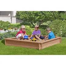 HOQ Holzsandkasten Lotta mit Holz Sitzkante beige