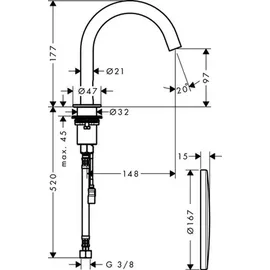 Axor Uno 100 Sensor-Armatur ohne Mischung (38010000)